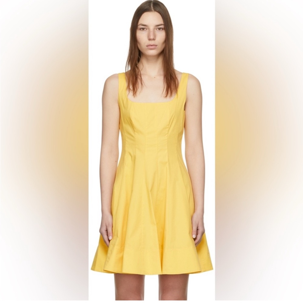 STAUD Yellow Wells A-Line Mini Dress